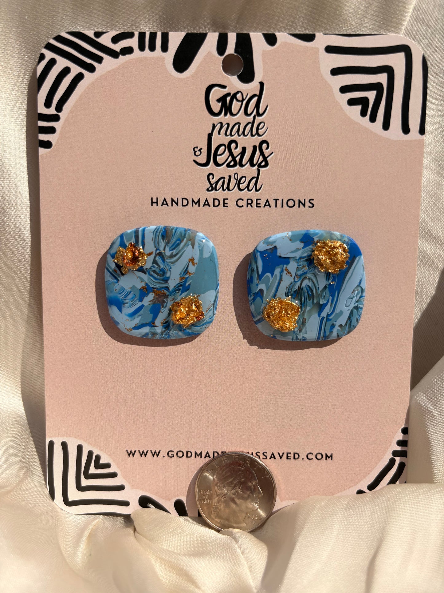 Beside the Still Waters: Square Gold Lily Earrings