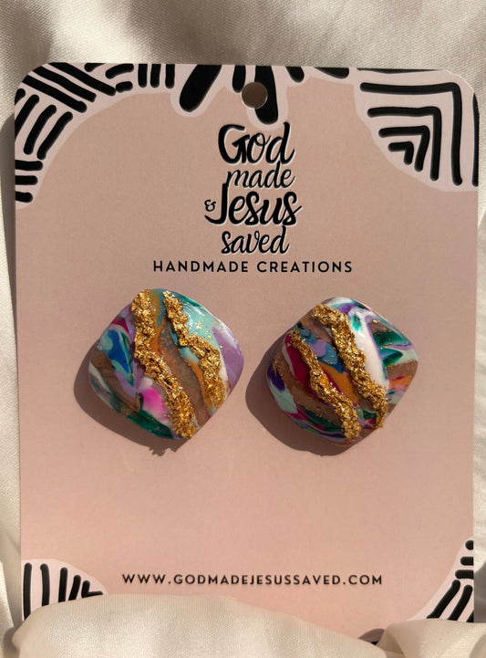 Life More Abundantly: Square Clip-On Earrings