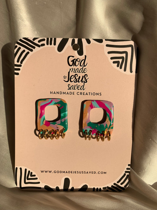 Joy Of The Lord: Square Gold Hoop Studs