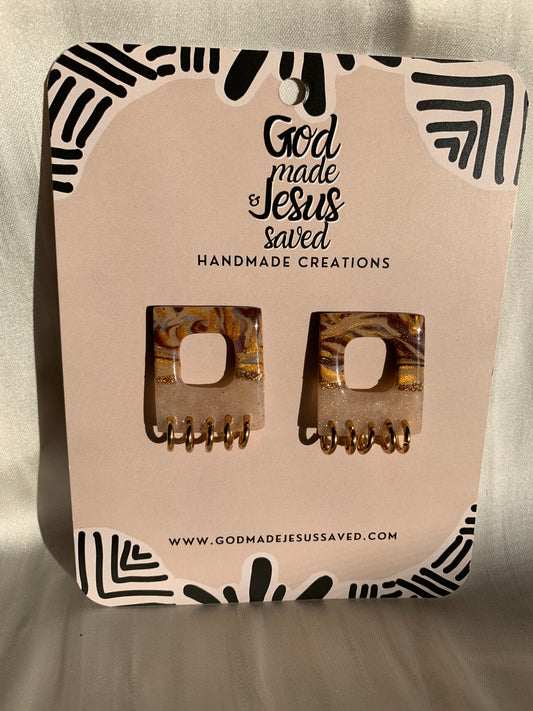 Born in A Manger: Square Gold Hoop Stud