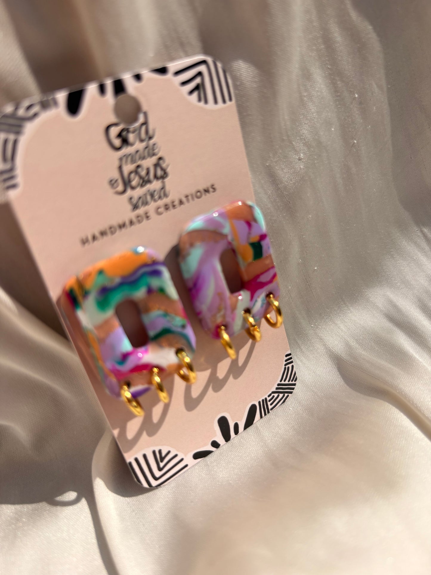 Life More Abundantly: Rectangle Gold Hoop Studs￼