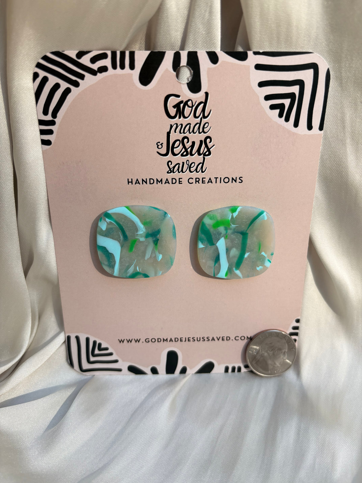 He Restores My Soul: Square Clip-On Earrings