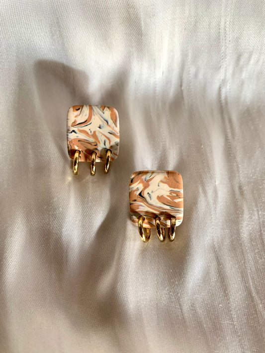 Ways In The Desert: Tiny Square Gold Hoop Studs