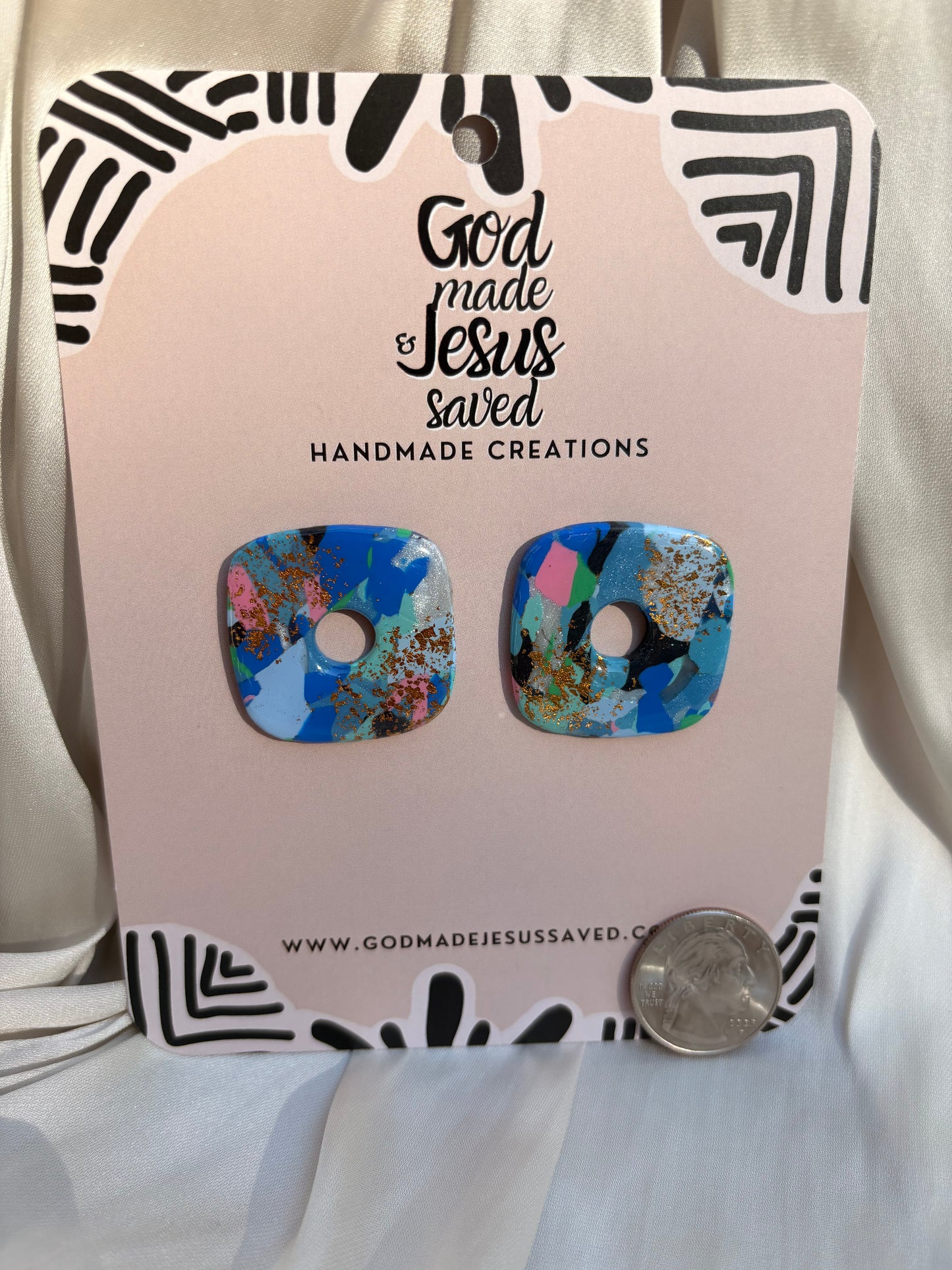 Through The Midst of the Sea: Square Stud Earrings