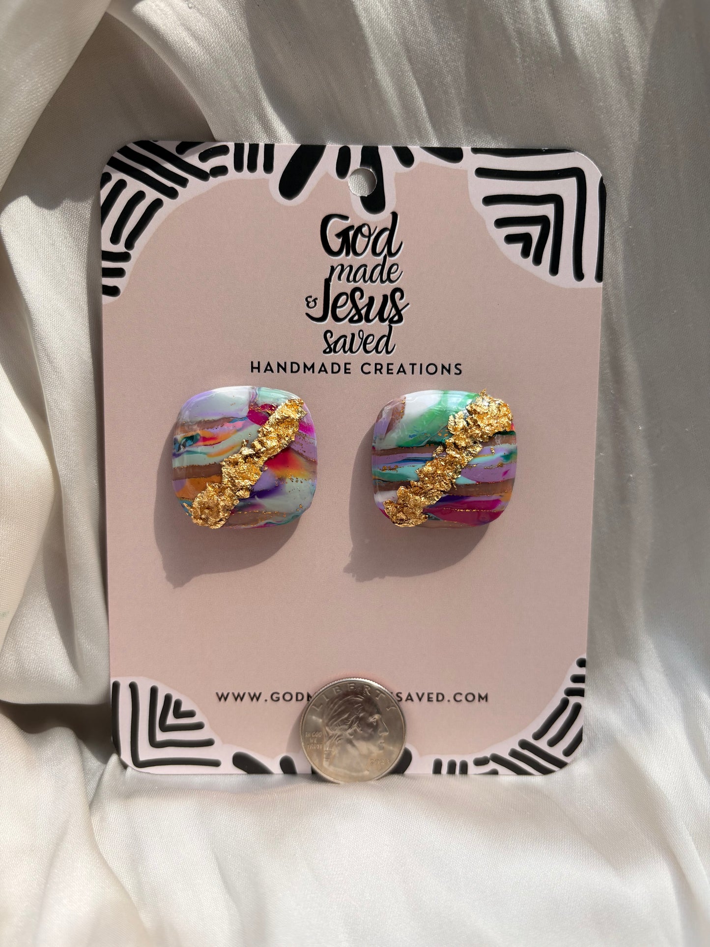 Life More Abundantly: Square Puff Studs