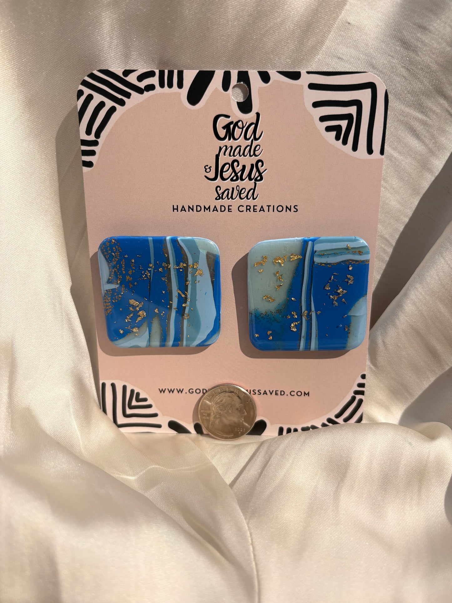 Beside the Still Waters: Large Square Earrings