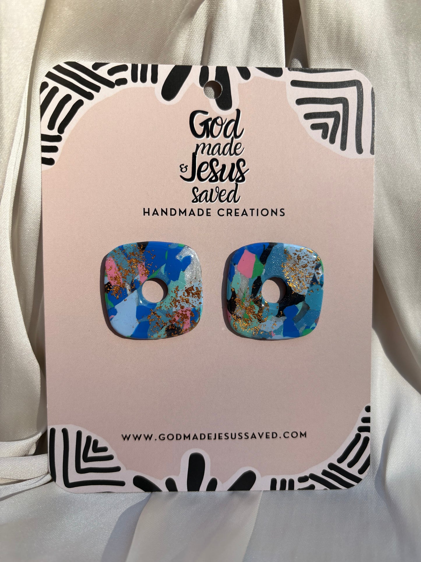 Through The Midst of the Sea: Square Stud Earrings