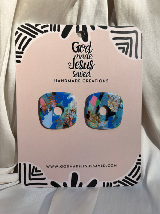 Through The Midst of the Sea: Square Stud Earrings