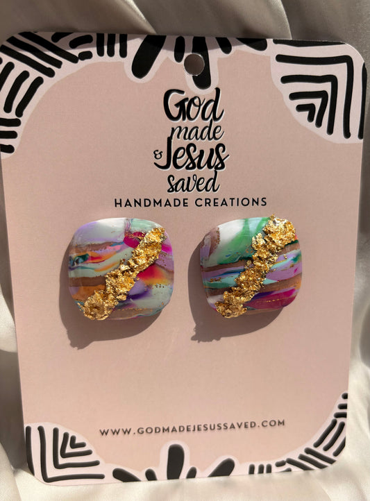 Life More Abundantly: Square Puff Studs