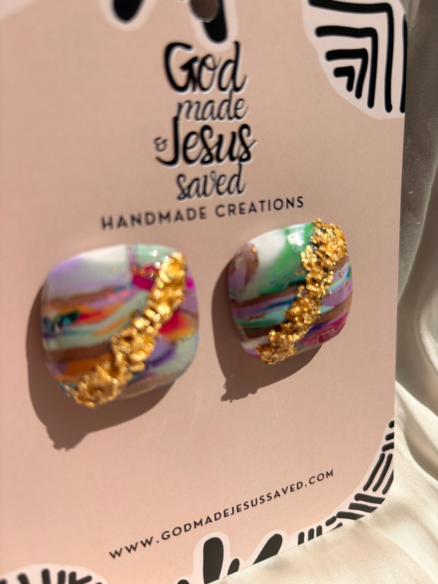 Life More Abundantly: Square Puff Studs