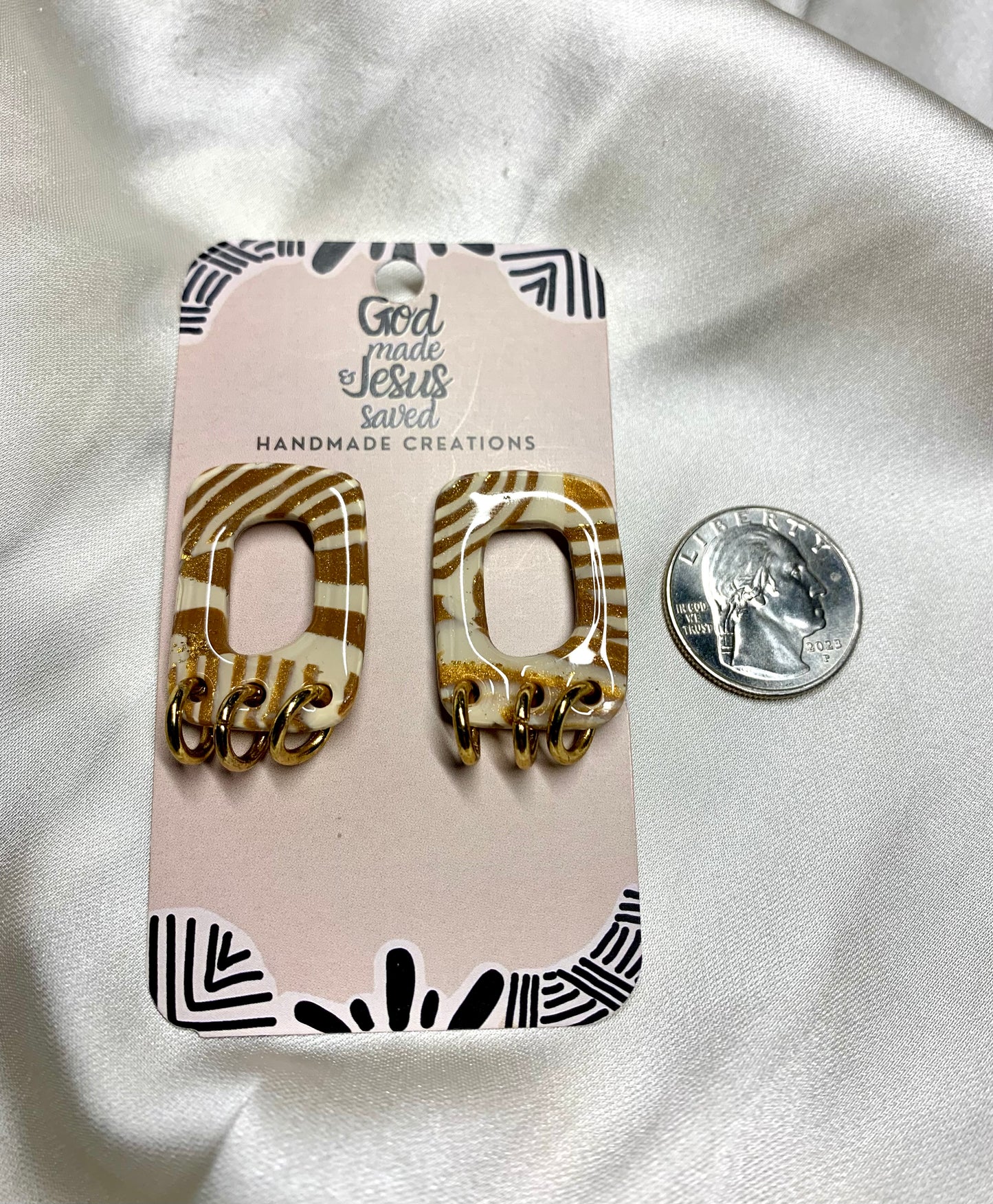 More Than The Sand: Rectangle Gold Hoop Studs