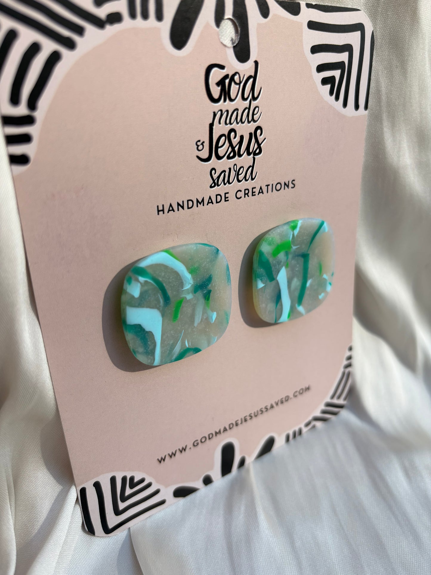 He Restores My Soul: Square Clip-On Earrings