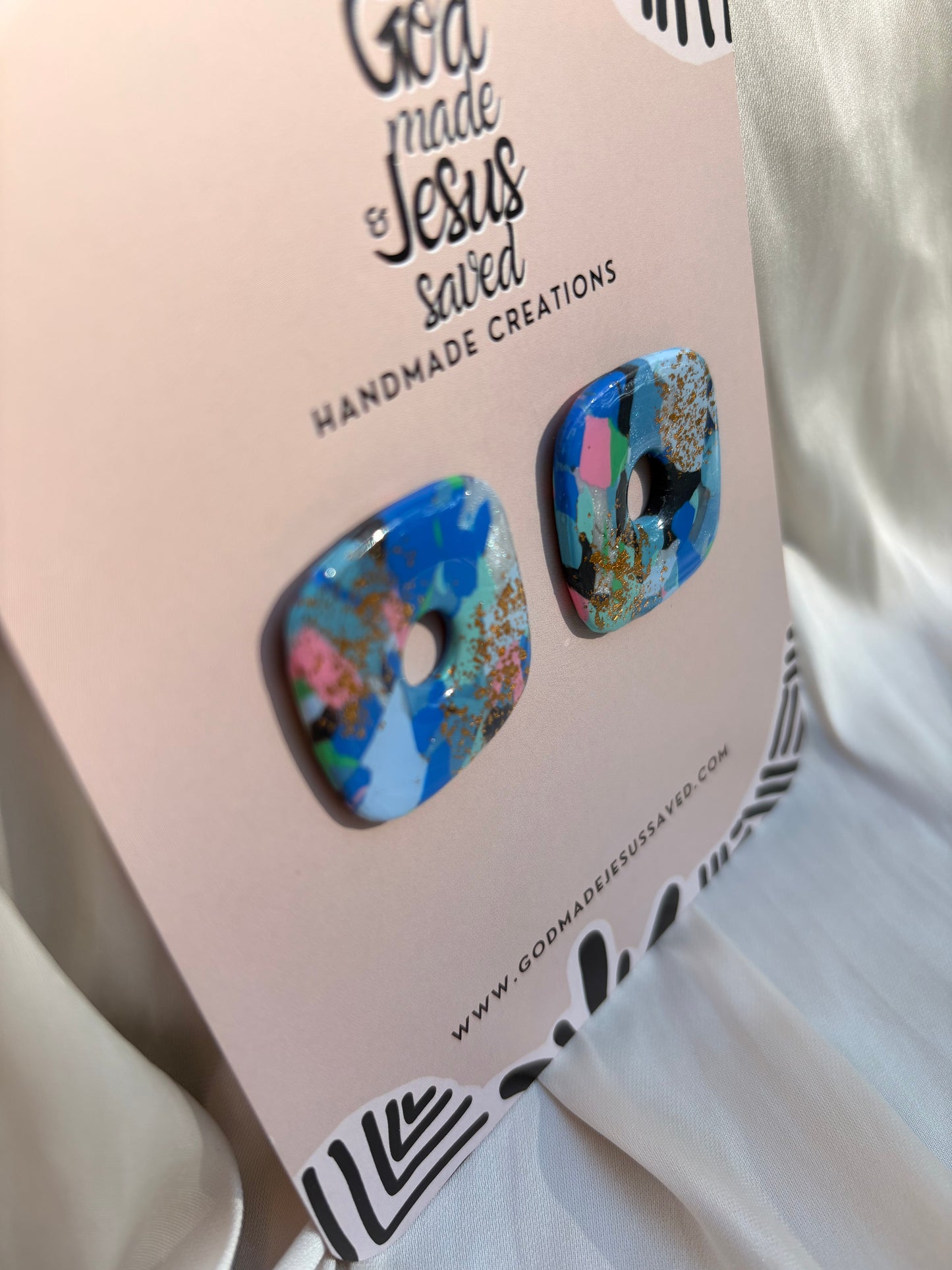 Through The Midst of the Sea: Square Stud Earrings