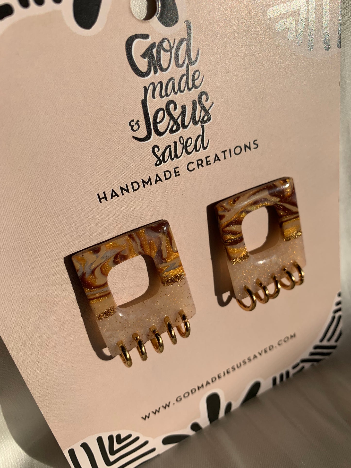 Born in A Manger: Square Gold Hoop Stud