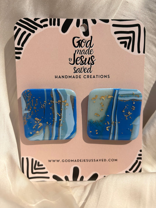 Beside the Still Waters: Large Square Earrings