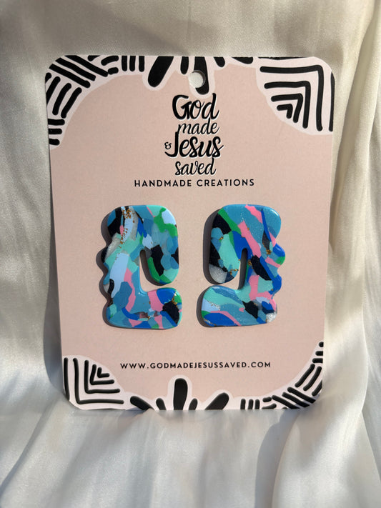 Through The Midst of the Sea: Abstract Stud Earrings