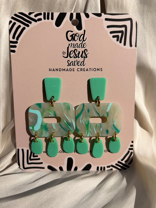 He Restores My Soul: Rectangle Dangle Earrings