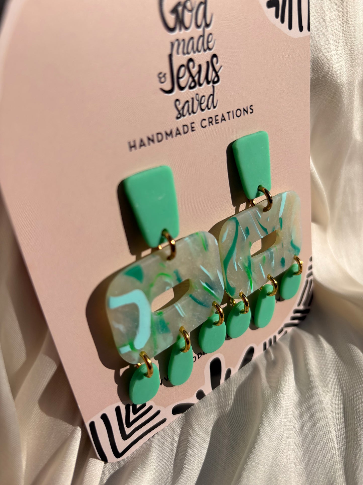 He Restores My Soul: Rectangle Dangle Earrings