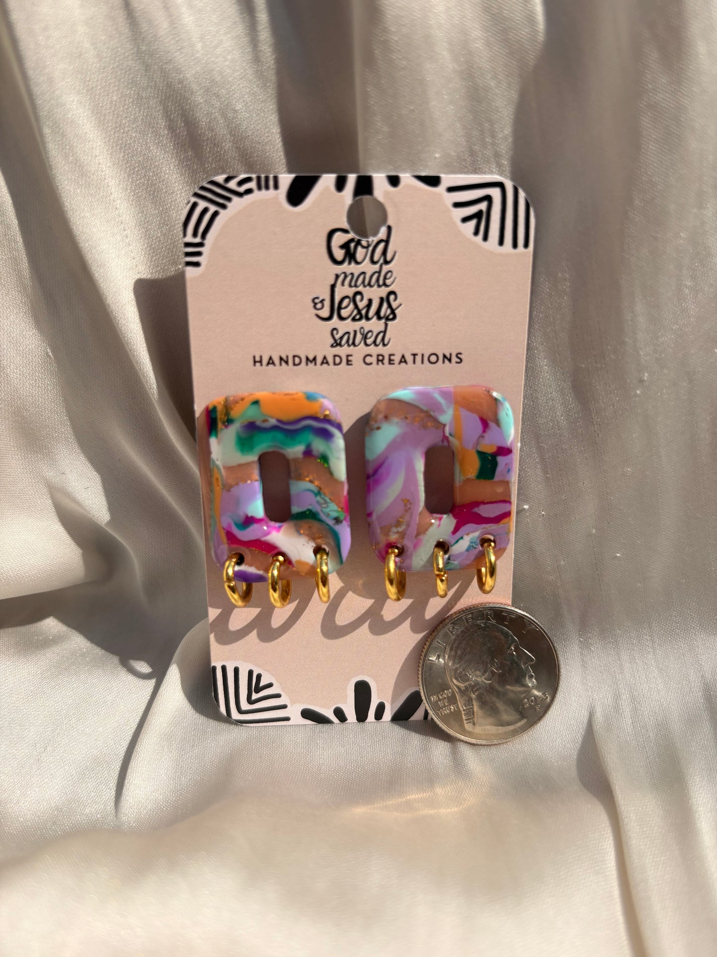 Life More Abundantly: Rectangle Gold Hoop Studs￼