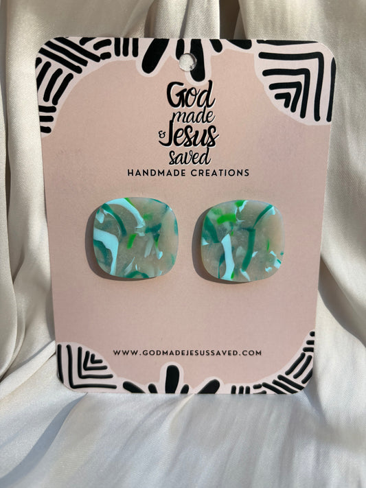 He Restores My Soul: Square Clip-On Earrings