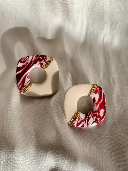 The Crimson Gift: Rounded Square Studs