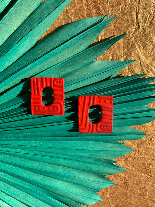 Pathways in Crimson: Square Studs
