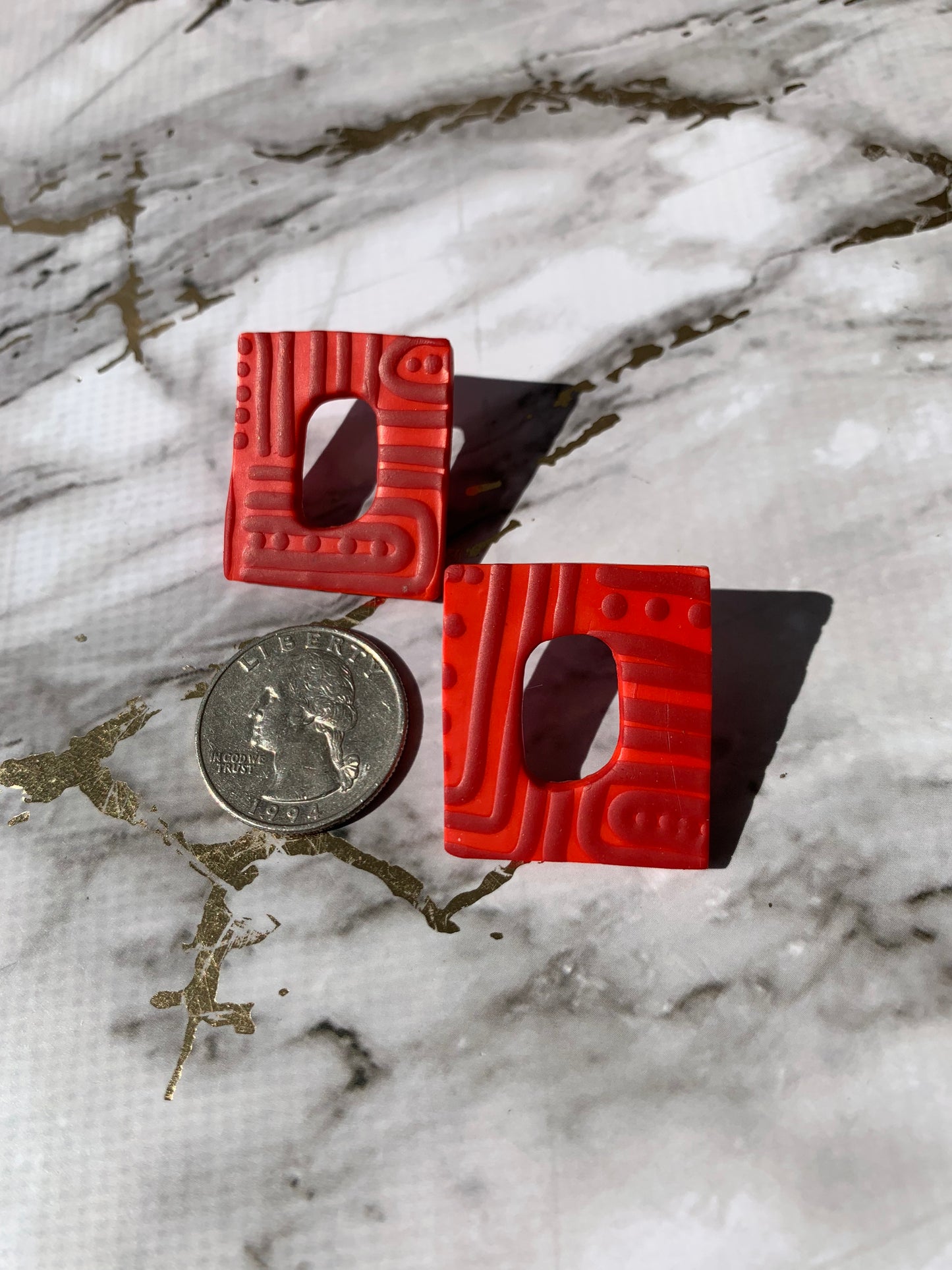 Pathways in Crimson: Square Studs