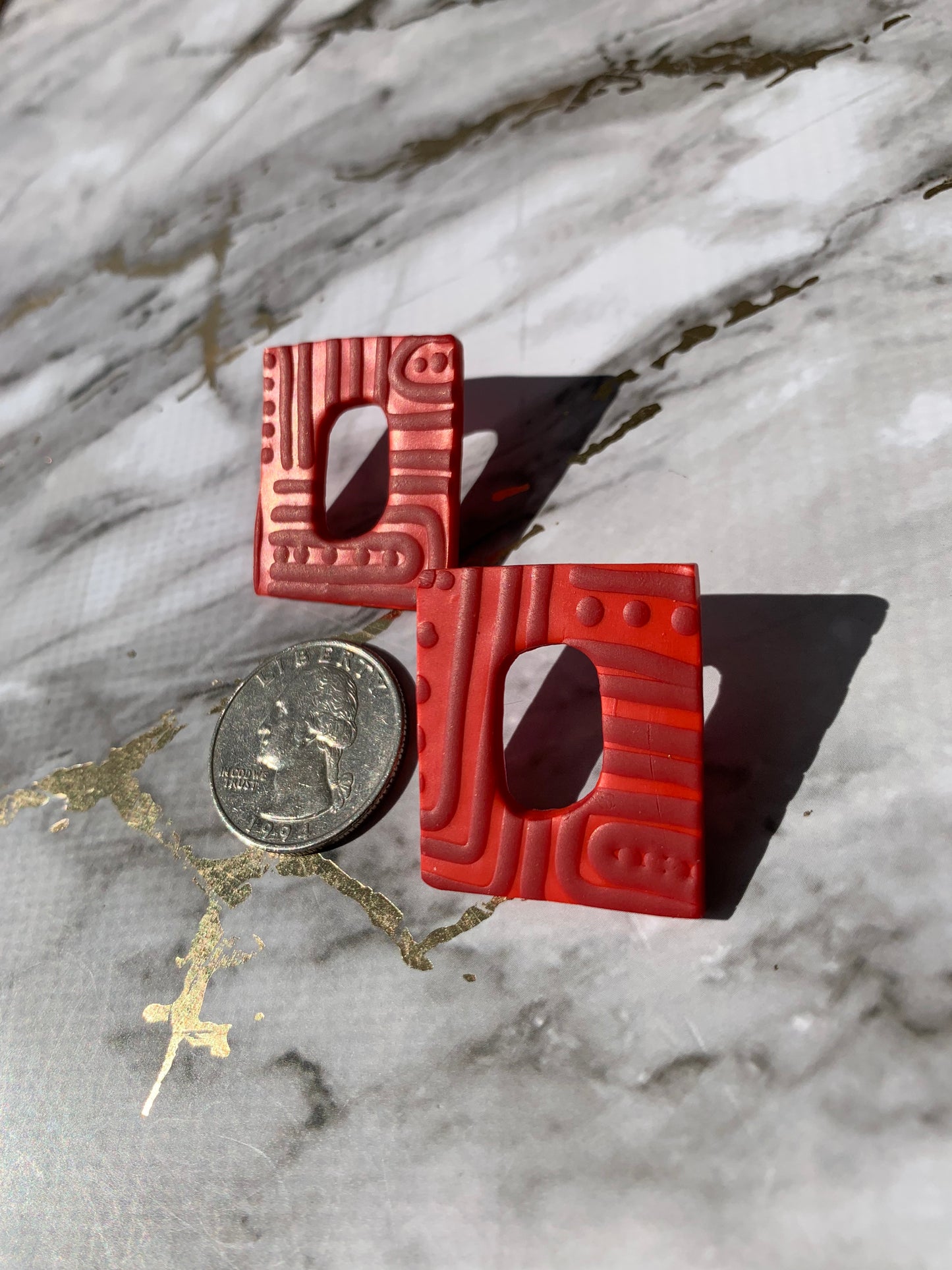 Pathways in Crimson: Square Studs